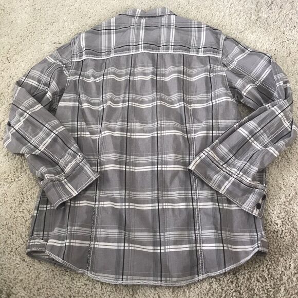 BKE Shirt Mens Long Sleeve Size XXL Slim Fit Stretch Gray Plaid Metal Button - Picture 5 of 7